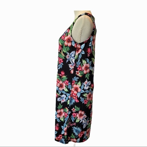 2 Dye 4 floral black sleeveless back keyhole dress - Picture 2 of 7
